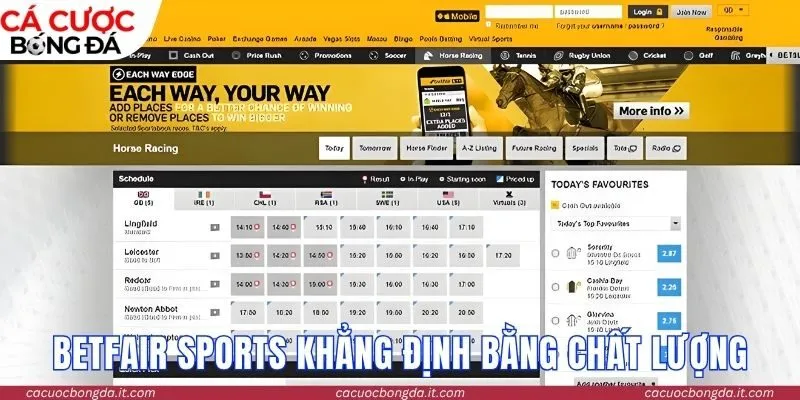 Betfair Sports khẳng định vị thế bằng chất lượng vượt trội
